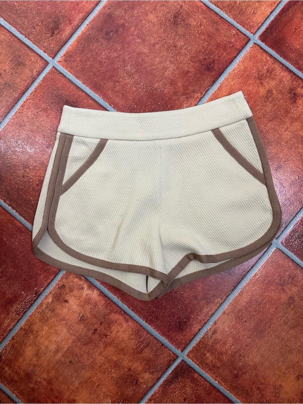 Missoni Soft Wool Cream Shorts with Brown Trim
